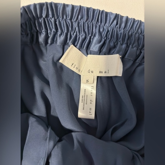 Fleur Du Mal caspian blue silk track pants with elasticized waist jogger S - Picture 2 of 8